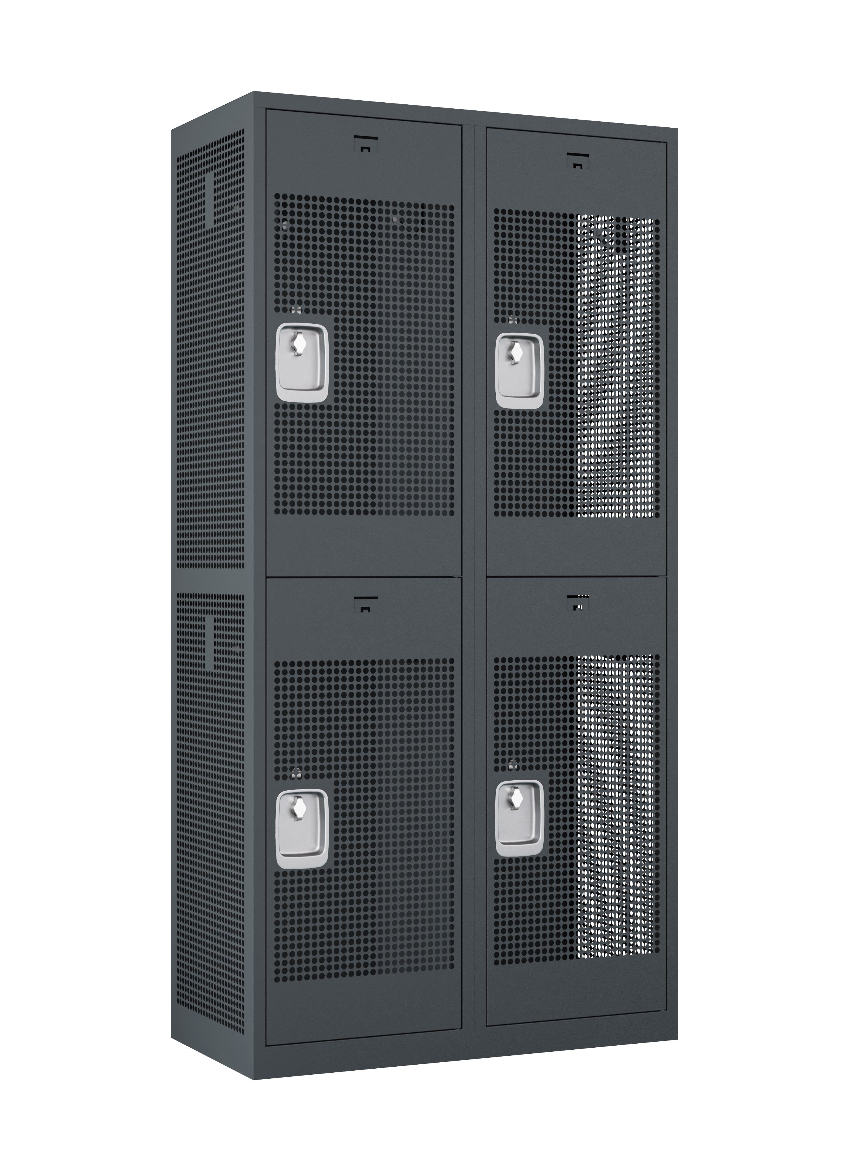 2-Tier KTS Door & 2 Sides Mesh Locker, Heavy-Duty Ventilated 72'' Height Locker