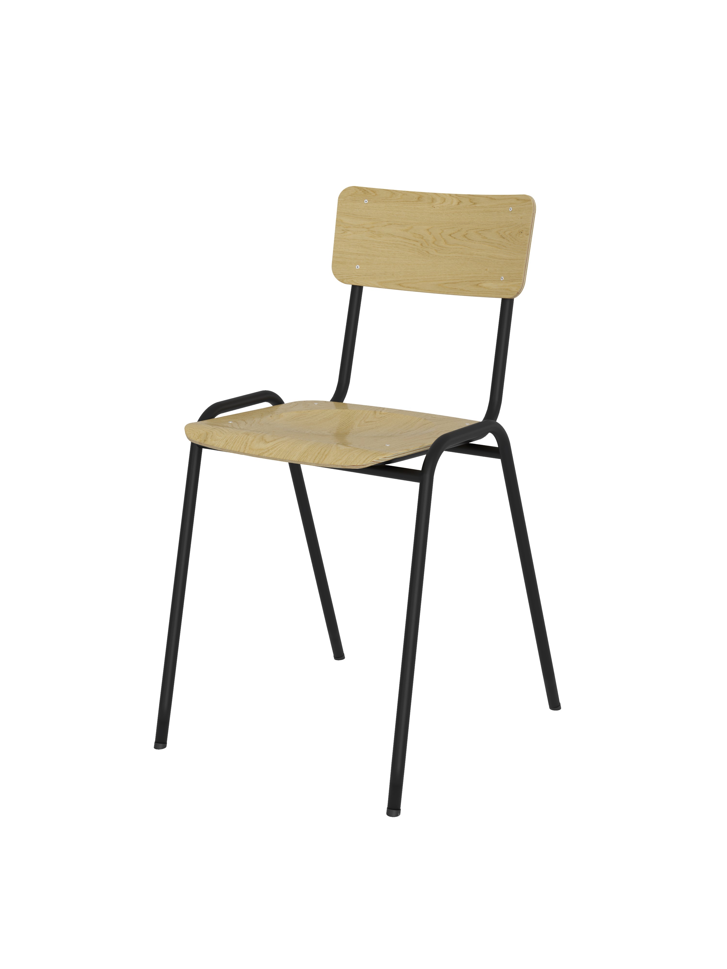 RUBBY Canteen Chair – Pack of 4 | Beech Seat, Black or White Frame, Stackable Design