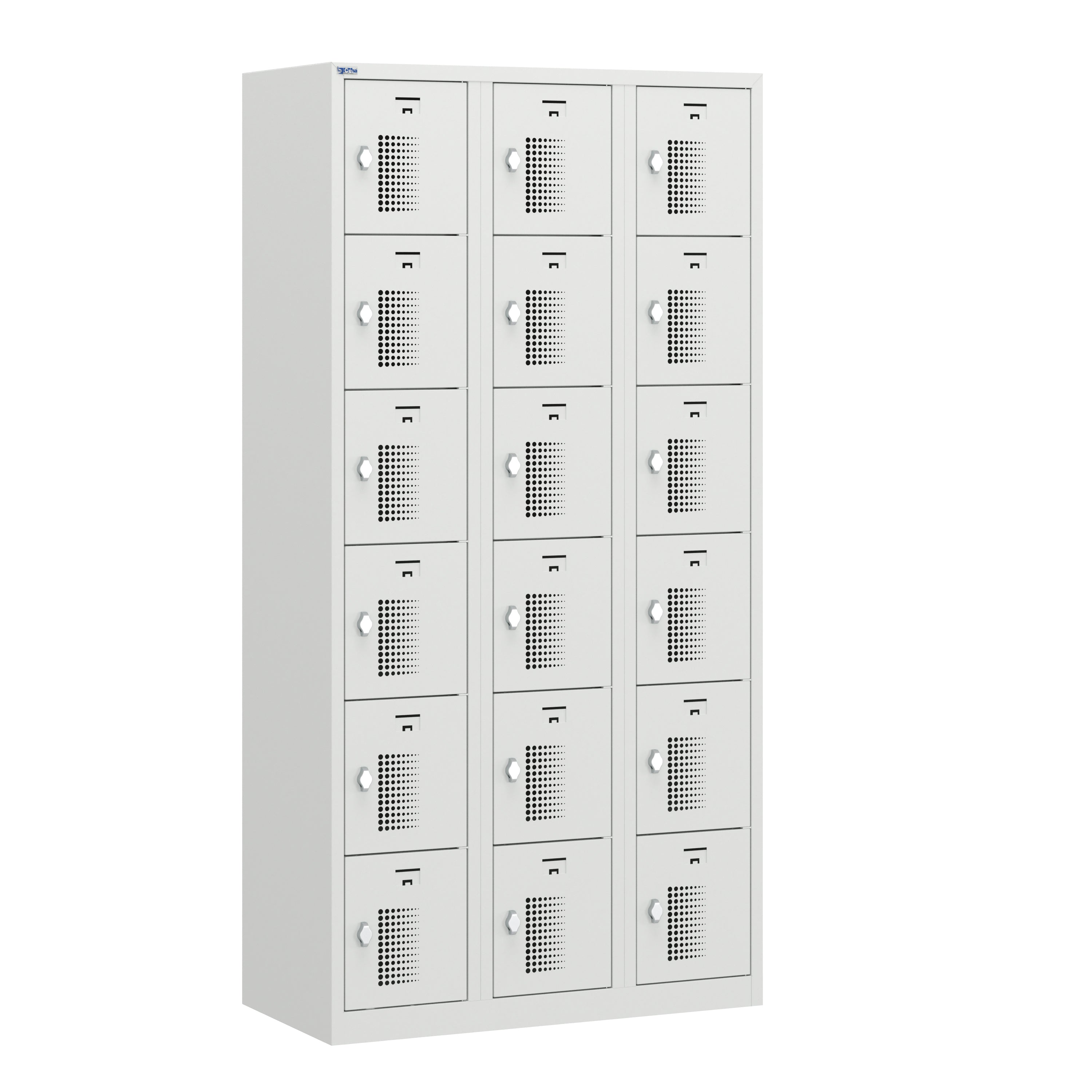 NH Series 6-Tier Locker, Front Vents, Commercial-grade Steel, Quick Ship, Bank of 3