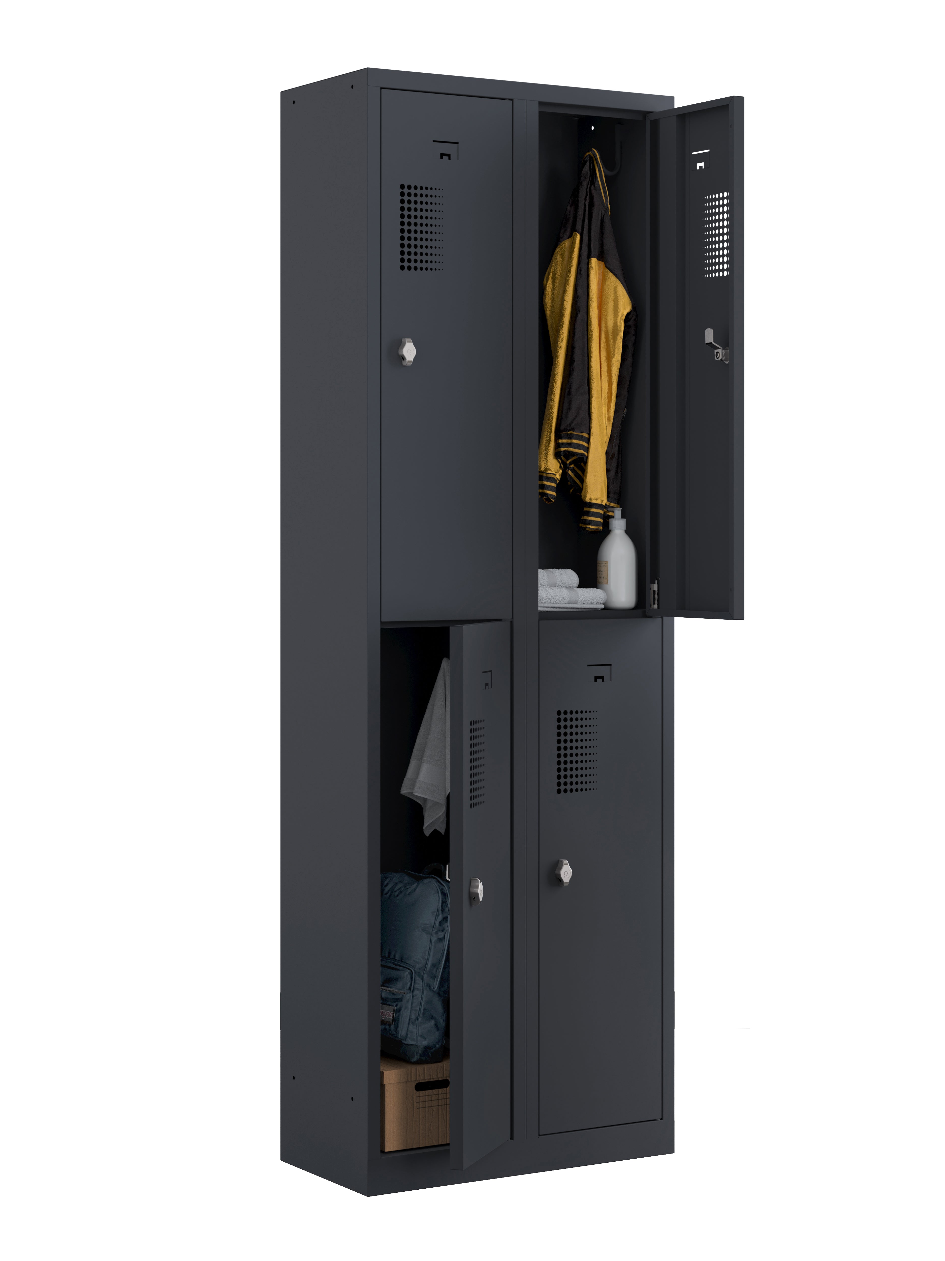 NH Series 2-Tier Locker with Front Hole Vents, Commercial-grade Steel, Quick Ship