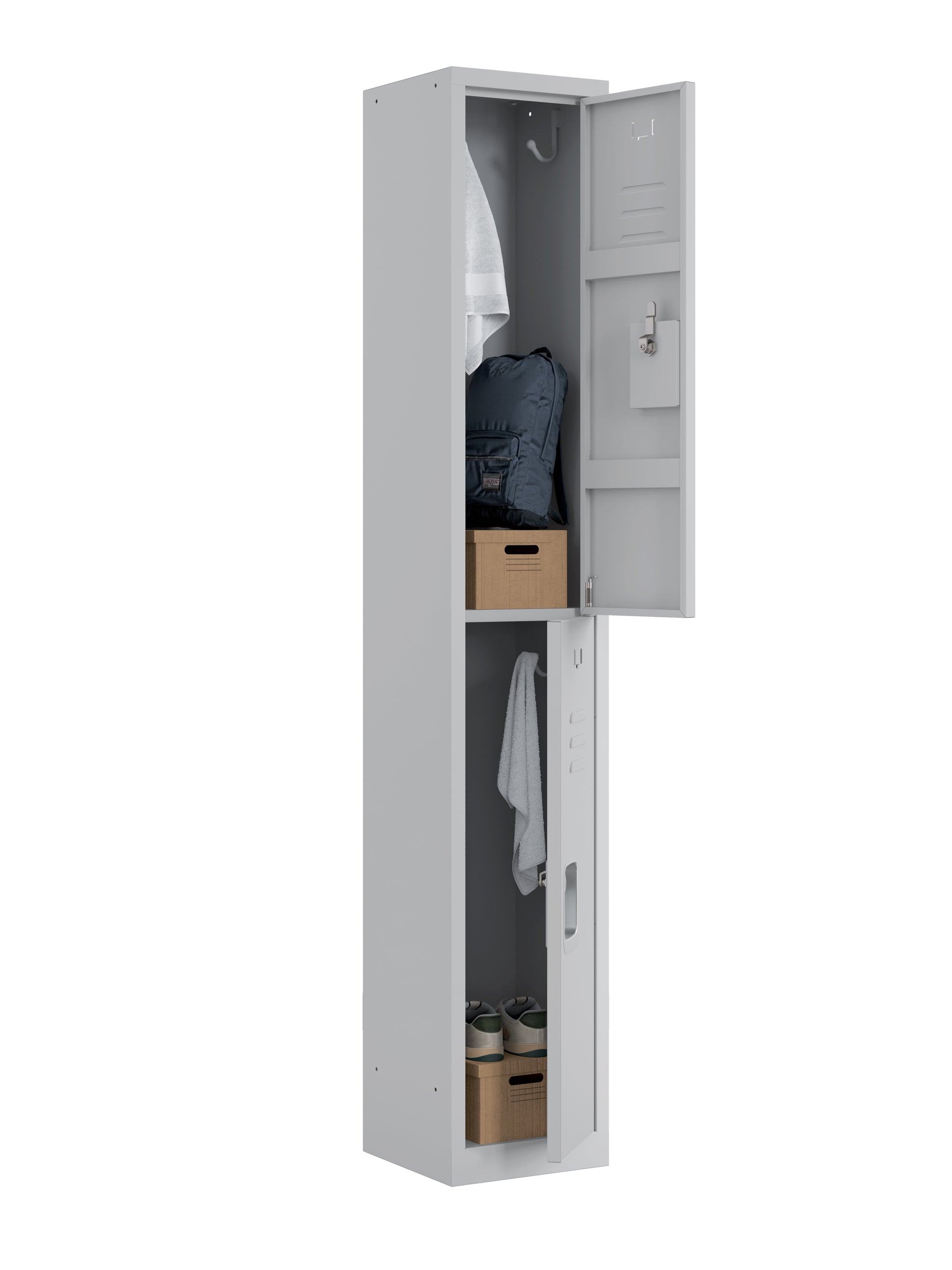 RH Series, 2-Tier Locker with Louver Vents, Recessed handle, Quick Ship