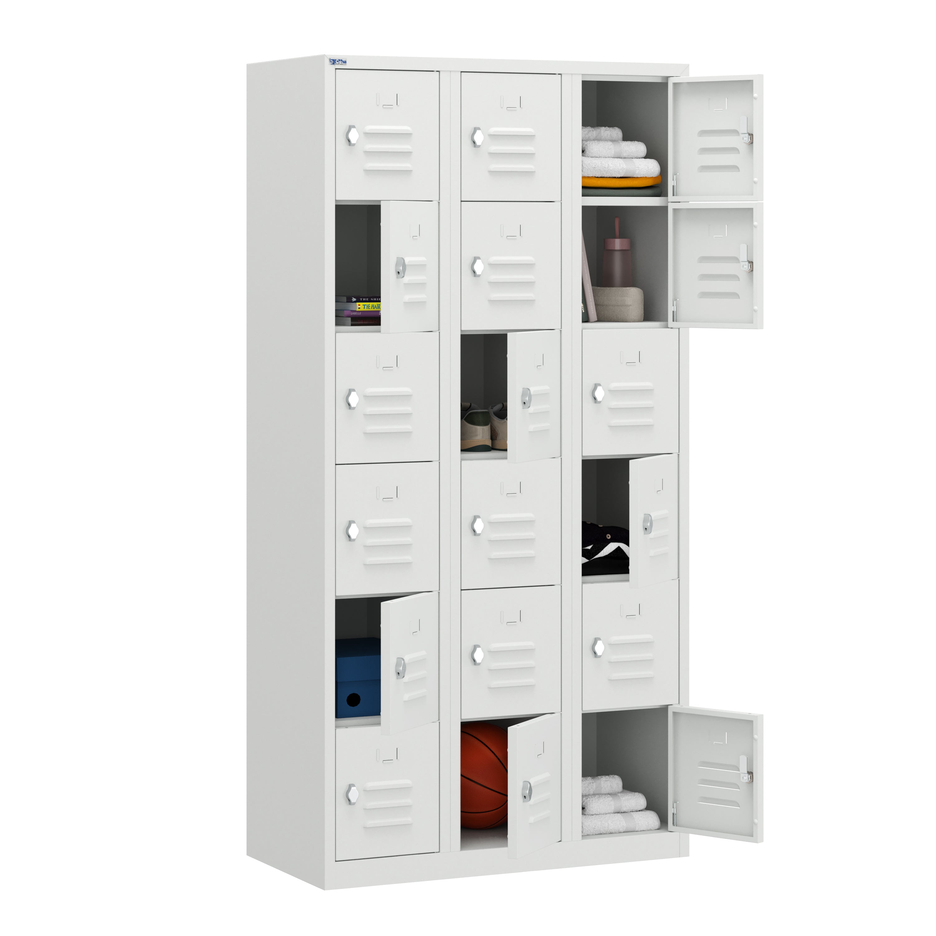 RH Series, Commercial Grade Steel 6-Tier Locker, Louver Vents, Banks of 1, 2, 3, or 4