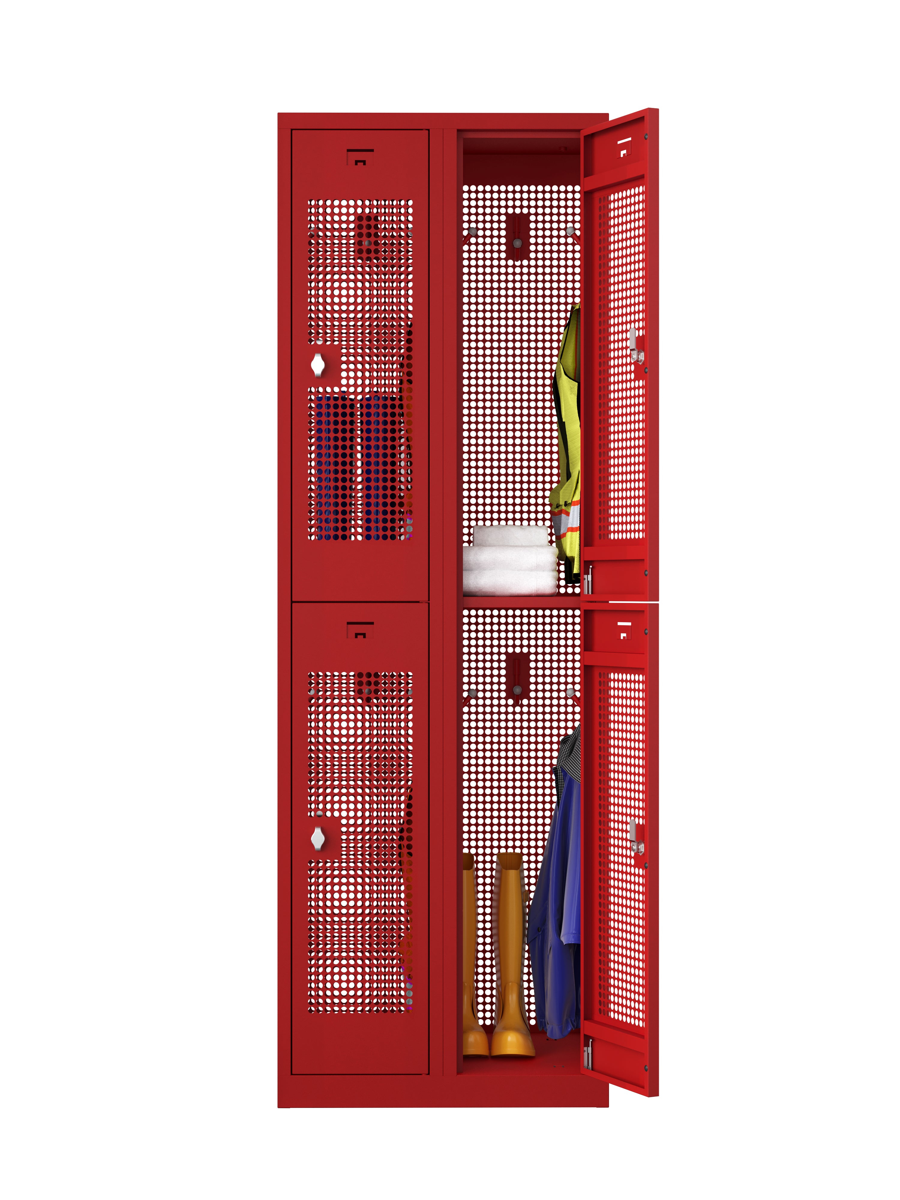 KTS 2-Tier Full Mesh Locker Cabinet, Maximum Airflow Steel Storage, 72'' Height