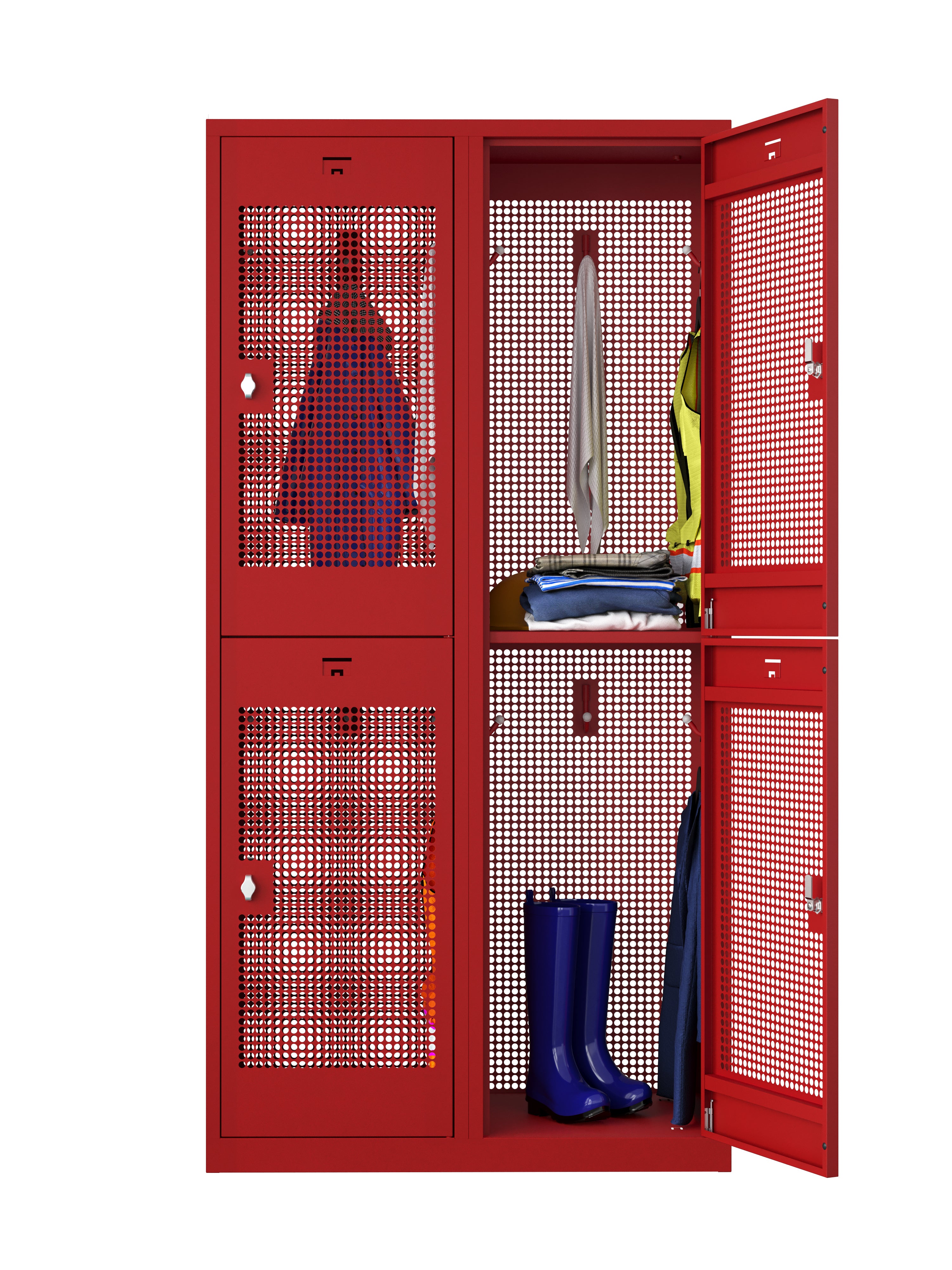 72'' Height KTS 2-Tier Door & Back Mesh Locker, High Ventilation Steel Locker