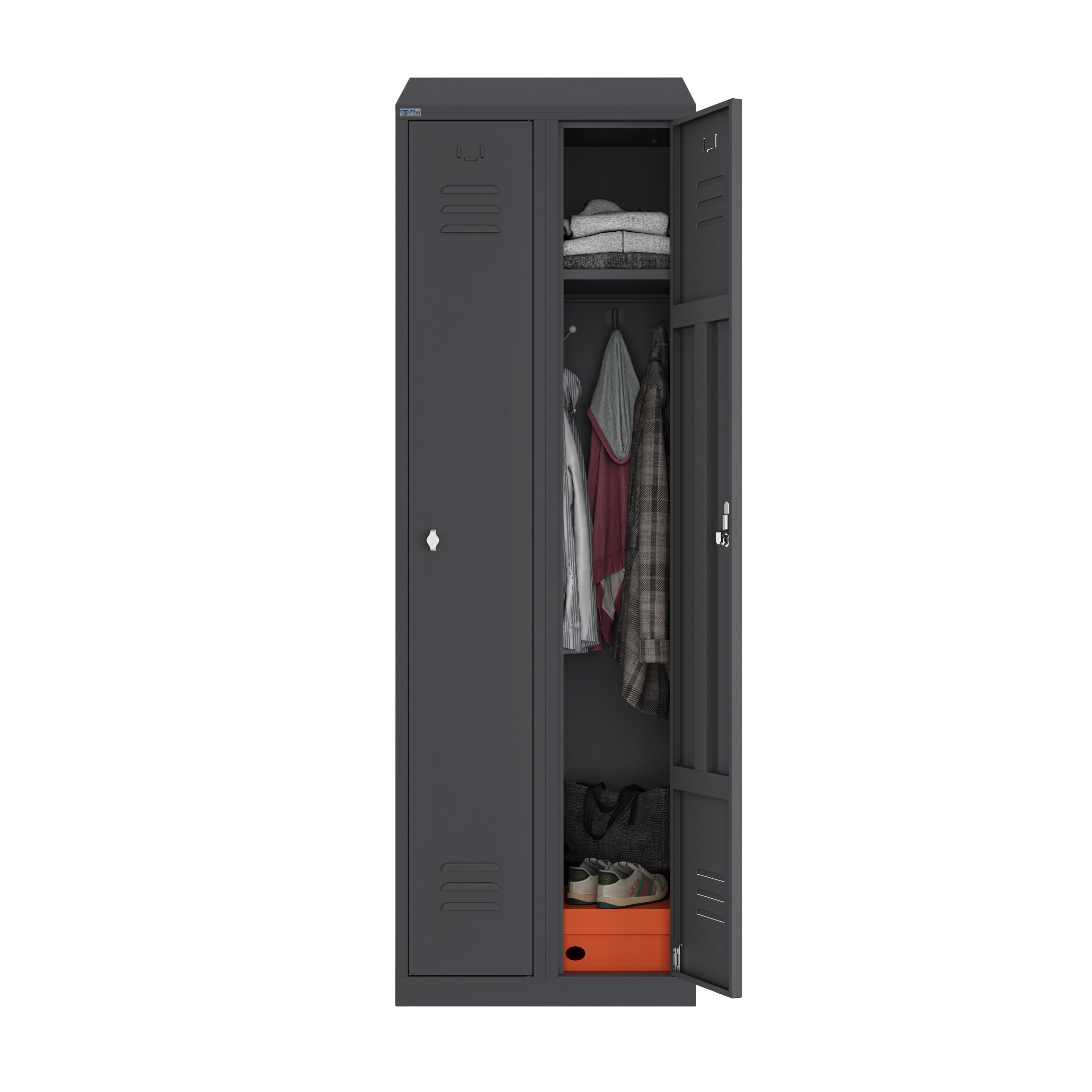 RH Series, 1-Tier Locker with Louver Vents, Bank of Two, With Sloping Top, Quick Ship