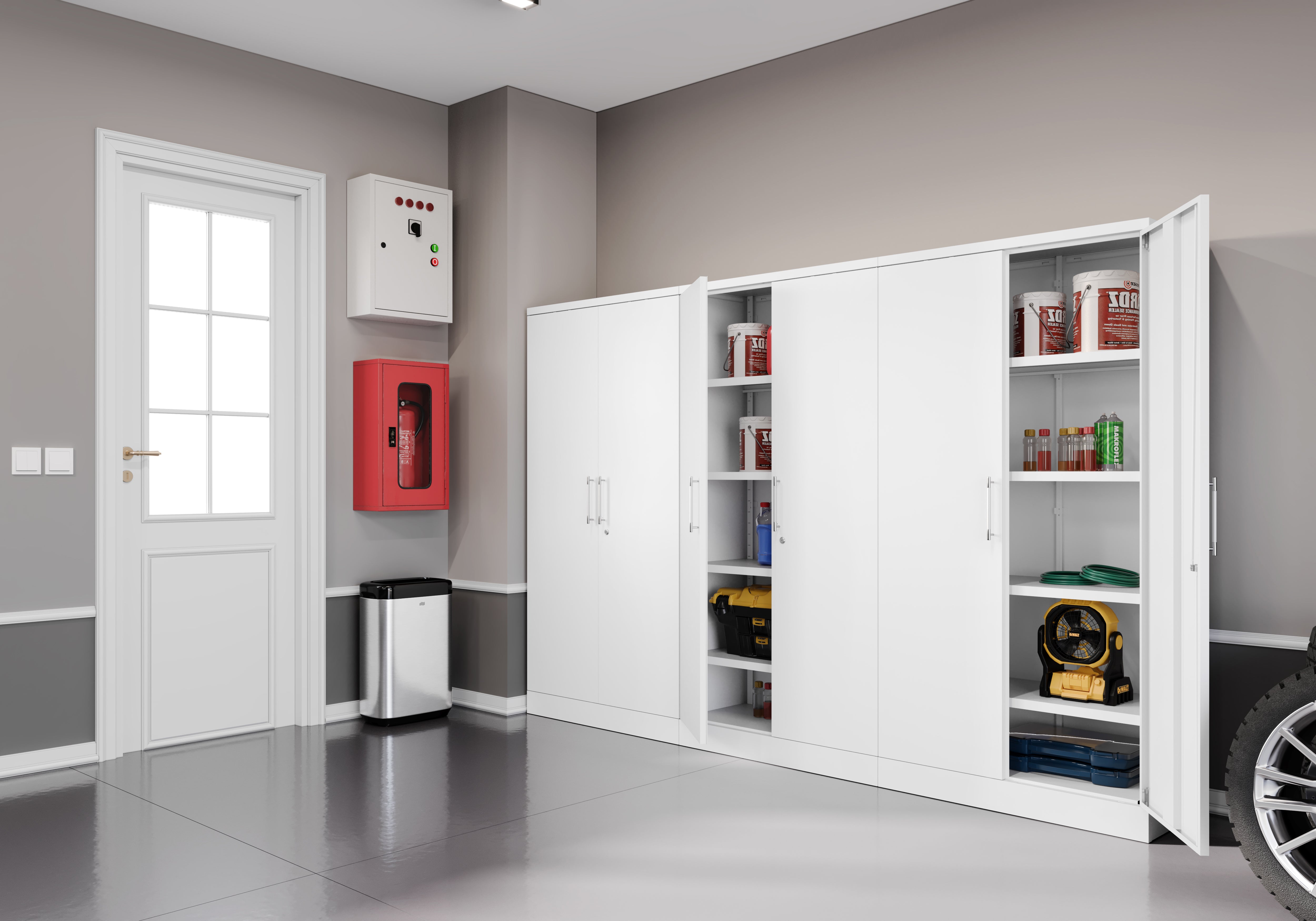 BDM-180 Metal Storage Cabinet – Flat-Pack with Pull Handles