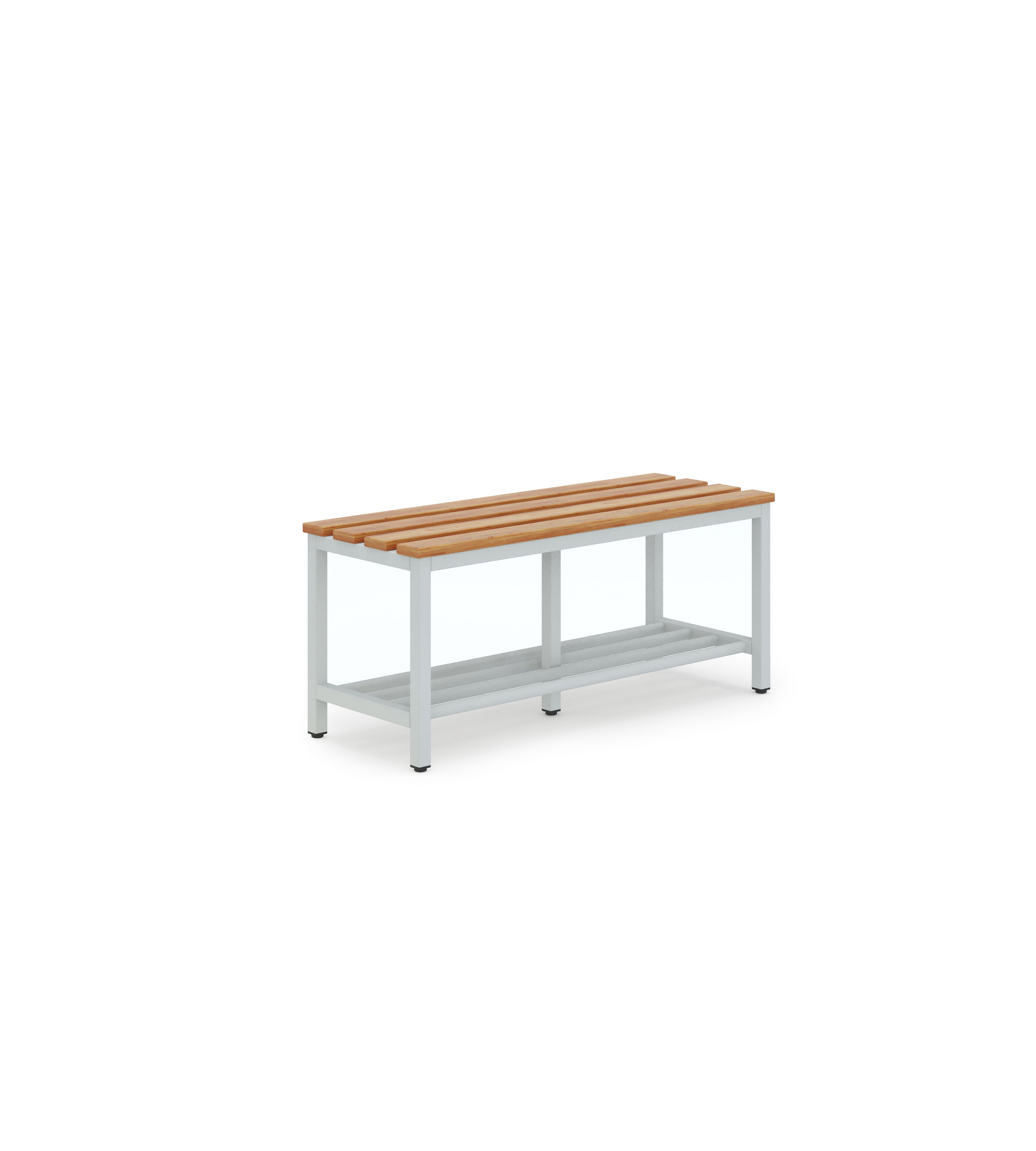 CB-CH Multipurpose Bench with Shoe Rack and varnished hornbeam slats - Light Gray (Flat Pack)