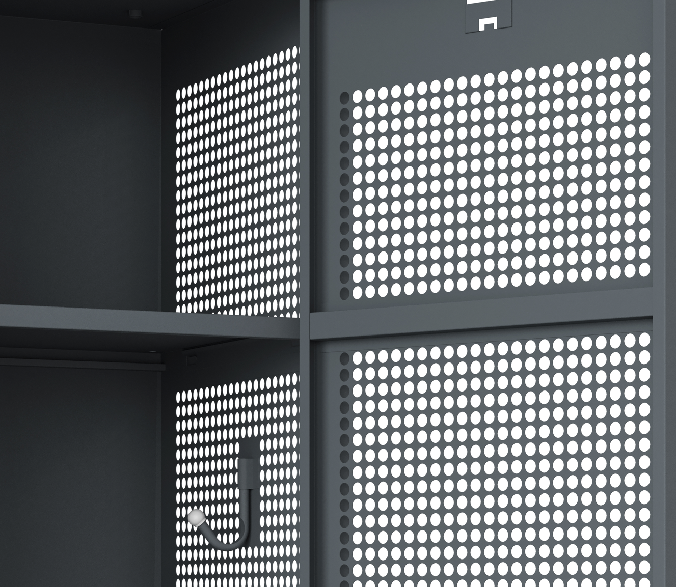 Door and Two Side Mesh Locker Interior